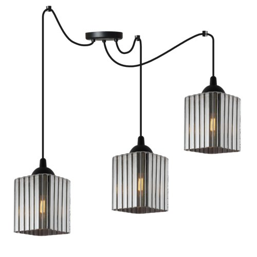 Lampa wisząca sufitowa żyrandol grafitowy RIFFLE czarny pająk loft do łazienki kuchni