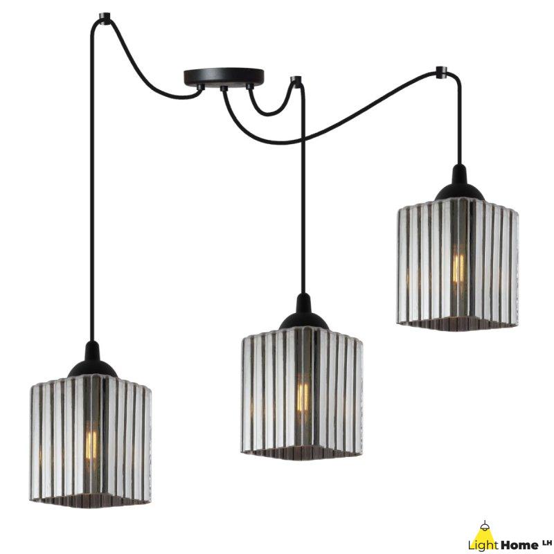 Lampa wisząca sufitowa żyrandol grafitowy RIFFLE czarny pająk loft do łazienki kuchni