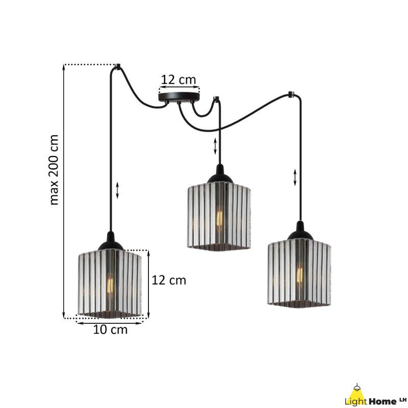 Lampa wisząca sufitowa żyrandol grafitowy RIFFLE czarny pająk loft do łazienki kuchni