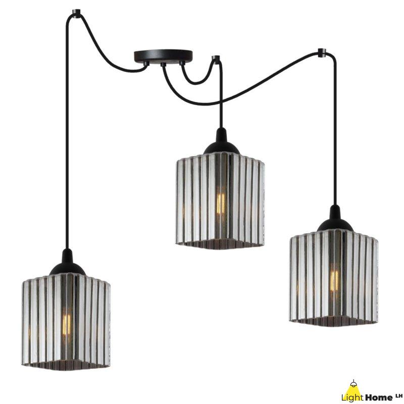 Lampa wisząca sufitowa żyrandol grafitowy RIFFLE czarny pająk loft do łazienki kuchni