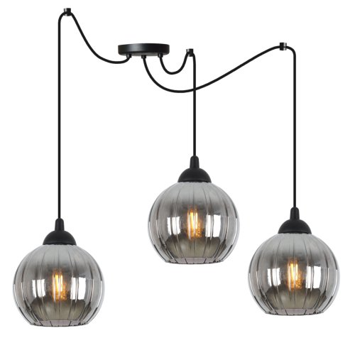 Lampa wisząca sufitowa żyrandol grafitowy COSTA czarny pająk loft glamour nad stół i wyspę E27