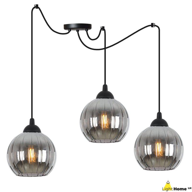 Lampa wisząca sufitowa żyrandol grafitowy COSTA czarny pająk loft glamour nad stół i wyspę E27