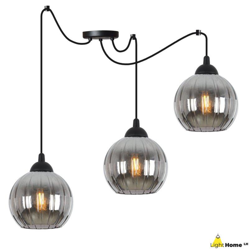 Lampa wisząca sufitowa żyrandol grafitowy COSTA czarny pająk loft glamour nad stół i wyspę E27