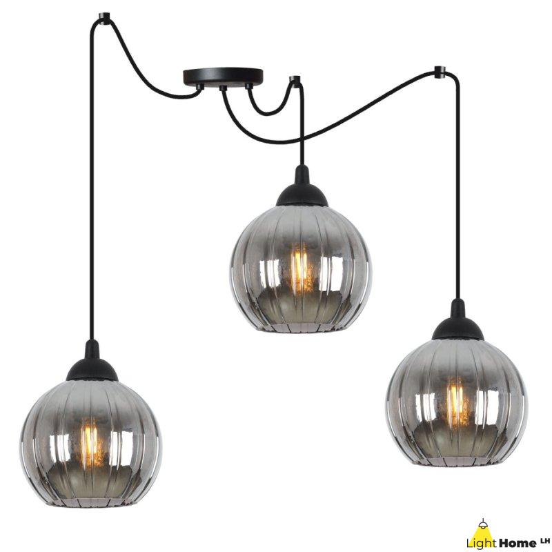Lampa wisząca sufitowa żyrandol grafitowy COSTA czarny pająk loft glamour nad stół i wyspę E27