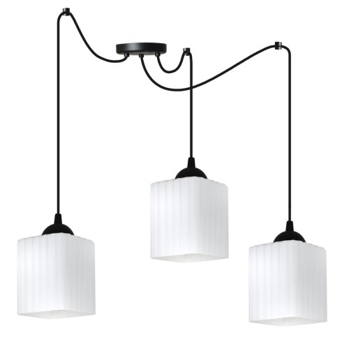 Lampa wisząca sufitowa żyrandol RIFFLE czarny pająk loft do salonu kuchni białe klosze