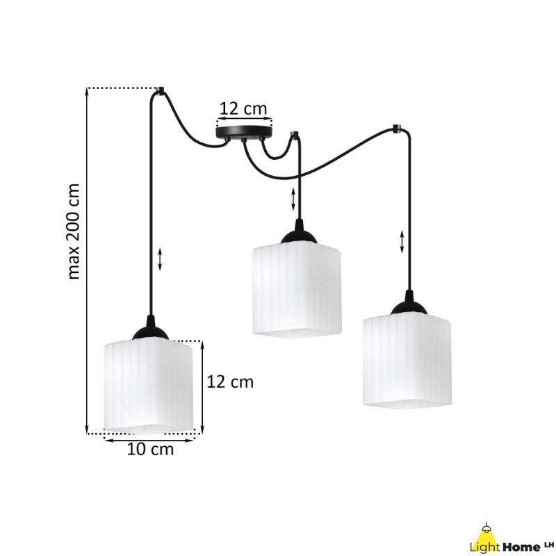 Lampa wisząca sufitowa żyrandol RIFFLE czarny pająk loft do salonu kuchni białe klosze