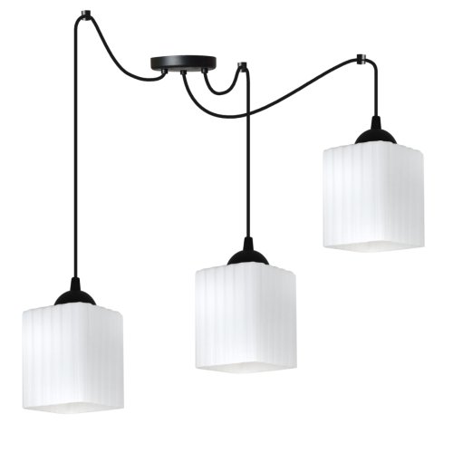 Lampa wisząca sufitowa żyrandol RIFFLE czarny pająk loft do salonu kuchni białe klosze