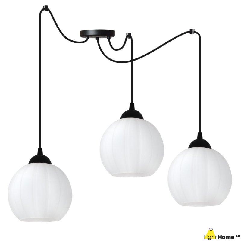 Lampa wisząca sufitowa żyrandol COSTA czarny pająk loft do jadalni kuchni salonu białe kule