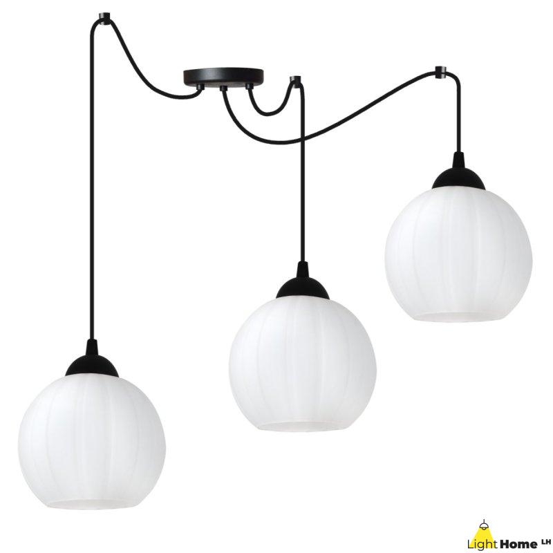 Lampa wisząca sufitowa żyrandol COSTA czarny pająk loft do jadalni kuchni salonu białe kule