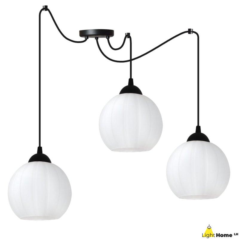 Lampa wisząca sufitowa żyrandol COSTA czarny pająk loft do jadalni kuchni salonu białe kule