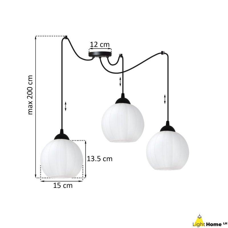 Lampa wisząca sufitowa żyrandol COSTA czarny pająk loft do jadalni kuchni salonu białe kule
