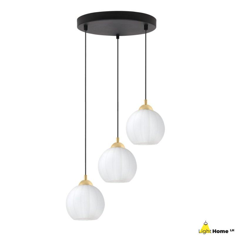 Lampa wisząca sufitowa żyrandol potrójny COSTA szklany biała kula nad stół i wyspę E27