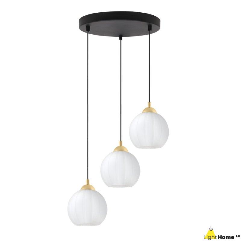 Lampa wisząca sufitowa żyrandol potrójny COSTA szklany biała kula nad stół i wyspę E27
