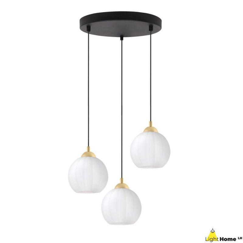 Lampa wisząca sufitowa żyrandol potrójny COSTA szklany biała kula nad stół i wyspę E27