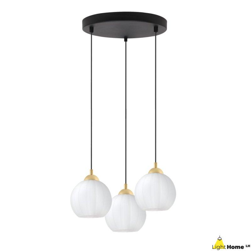Lampa wisząca sufitowa żyrandol potrójny COSTA szklany biała kula nad stół i wyspę E27