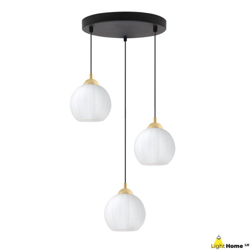 Lampa wisząca sufitowa żyrandol potrójny COSTA szklany biała kula nad stół i wyspę E27