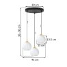 Lampa wisząca sufitowa żyrandol potrójny COSTA szklany biała kula nad stół i wyspę E27