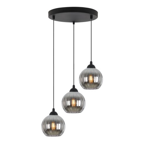 Lampa wisząca sufitowa żyrandol grafitowy potrójny COSTA szklany kula nowoczesny
