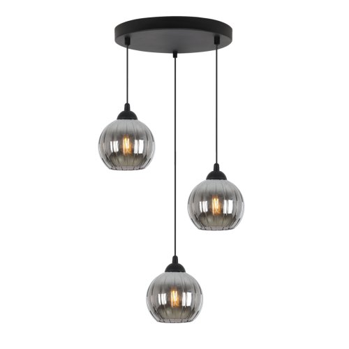 Lampa wisząca sufitowa żyrandol grafitowy potrójny COSTA szklany kula nowoczesny