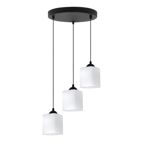 Lampa wisząca sufitowa żyrandol potrójny RIFFLE biały szklany do salonu kuchni nad stół