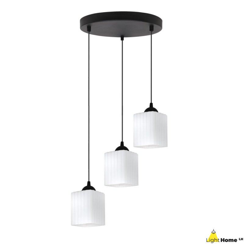 Lampa wisząca sufitowa żyrandol potrójny RIFFLE biały szklany do salonu kuchni nad stół