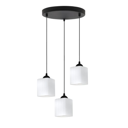 Lampa wisząca sufitowa żyrandol potrójny RIFFLE biały szklany do salonu kuchni nad stół