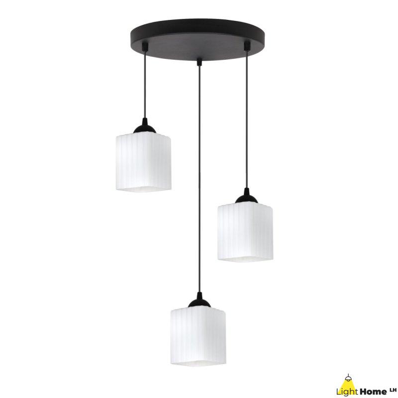 Lampa wisząca sufitowa żyrandol potrójny RIFFLE biały szklany do salonu kuchni nad stół