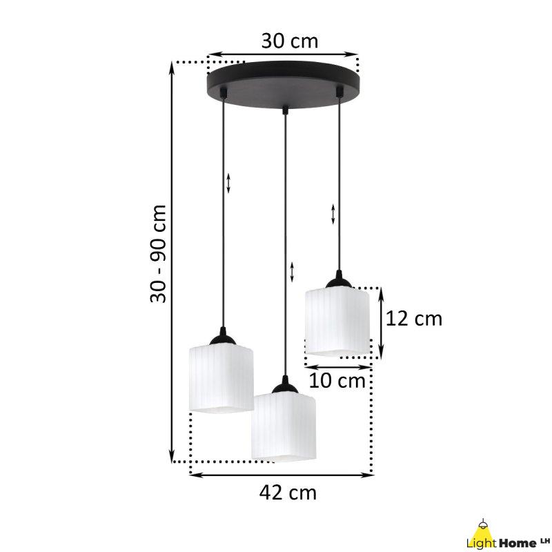Lampa wisząca sufitowa żyrandol potrójny RIFFLE biały szklany do salonu kuchni nad stół