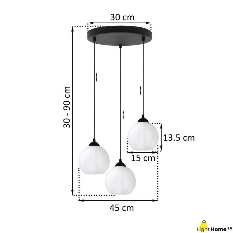Lampa wisząca sufitowa żyrandol potrójny COSTA szklany kula glamour nad stół i wyspę E27