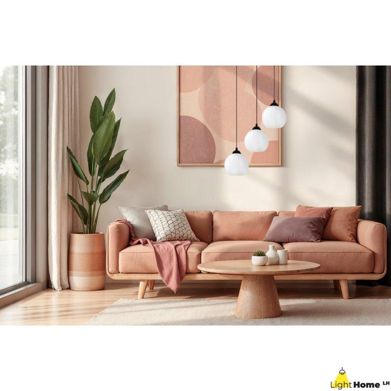 Lampa wisząca sufitowa żyrandol potrójny COSTA szklany kula glamour nad stół i wyspę E27