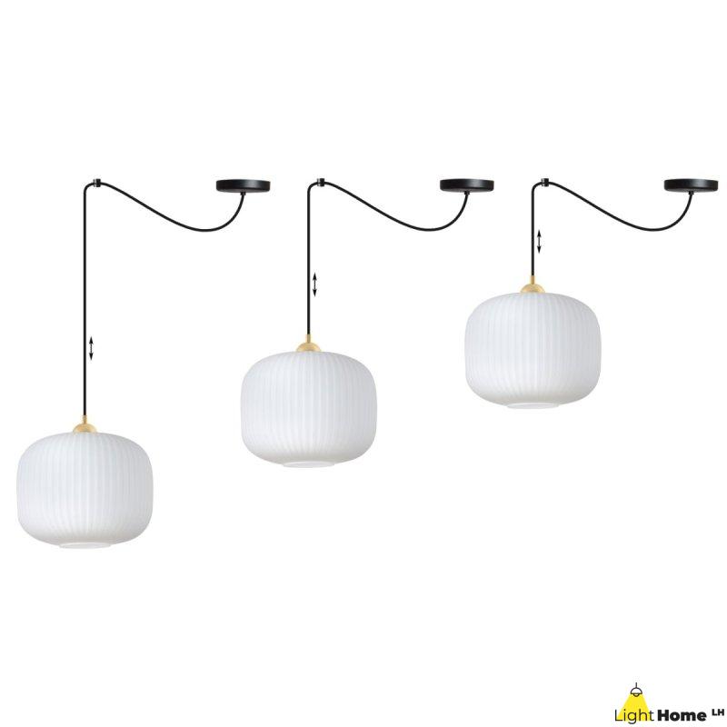 Lampa wisząca sufitowa żyrandol RIFFLE czarny pająk loft do łazienki kuchni biały szklany walec