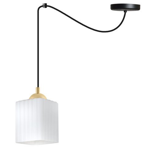 Lampa wisząca sufitowa żyrandol RIFFLE czarny pająk loft do salonu kuchni biały szklany E27