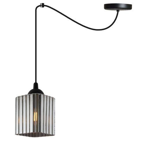 Lampa wisząca sufitowa żyrandol grafitowy RIFFLE czarny pająk loft do łazienki kuchni kwadrat