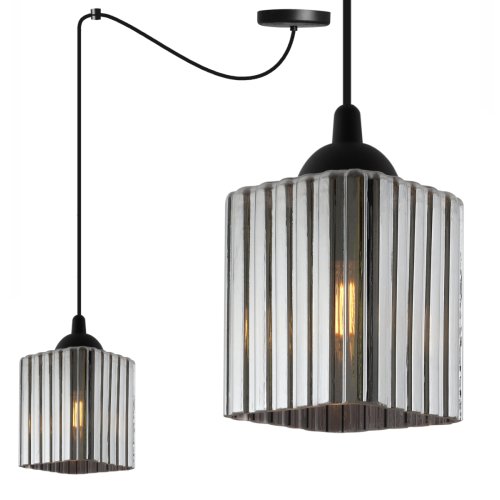 Lampa wisząca sufitowa żyrandol grafitowy RIFFLE czarny pająk loft do łazienki kuchni kwadrat