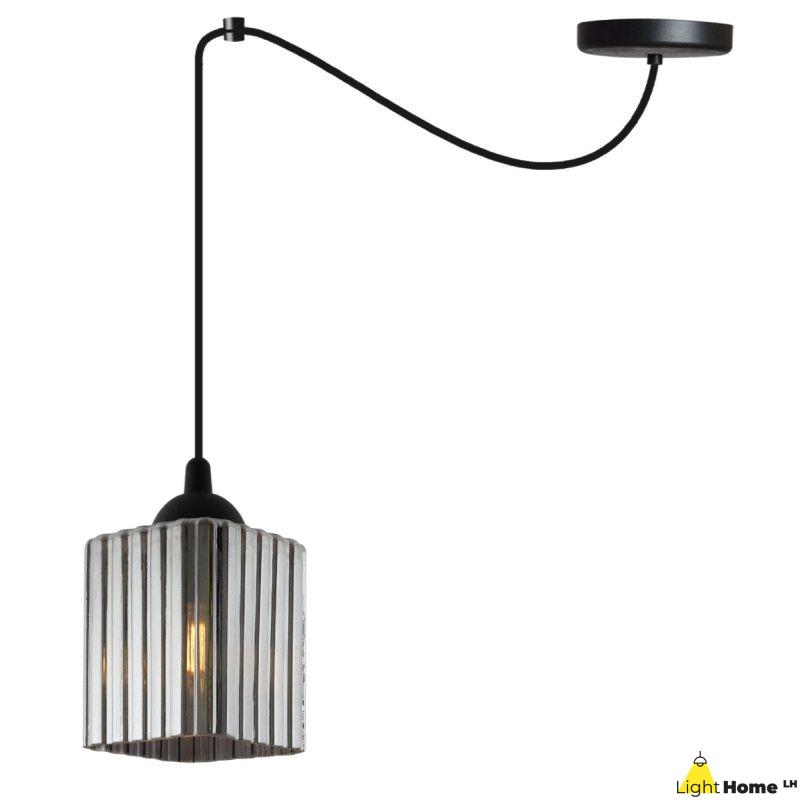 Lampa wisząca sufitowa żyrandol grafitowy RIFFLE czarny pająk loft do łazienki kuchni kwadrat