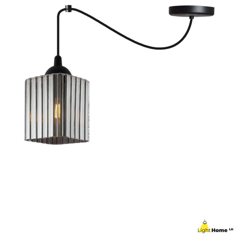 Lampa wisząca sufitowa żyrandol grafitowy RIFFLE czarny pająk loft do łazienki kuchni kwadrat