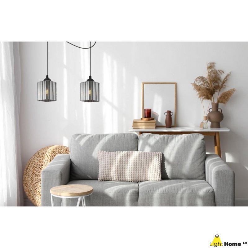 Lampa wisząca sufitowa żyrandol grafitowy RIFFLE czarny pająk loft do łazienki kuchni kwadrat