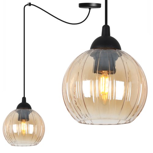 Lampa wisząca sufitowa żyrandol miodowy COSTA czarny pająk loft nad stół i wyspę E27