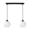 Lampa wisząca sufitowa żyrandol podwójny COSTA szklany biała kula czarna listwa E27