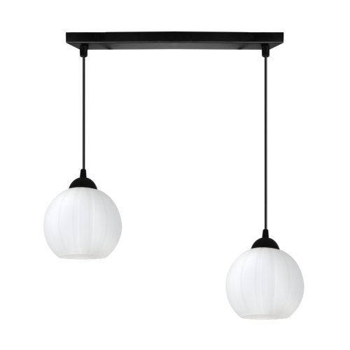 Lampa wisząca sufitowa żyrandol podwójny COSTA szklany biała kula czarna listwa E27