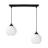 Lampa wisząca sufitowa żyrandol podwójny COSTA szklany biała kula czarna listwa E27