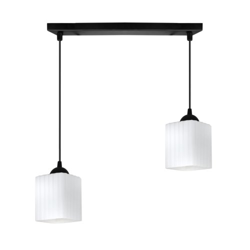 Lampa wisząca sufitowa żyrandol podwójny RIFFLE szklany ryflowany nad stół i wyspę E27