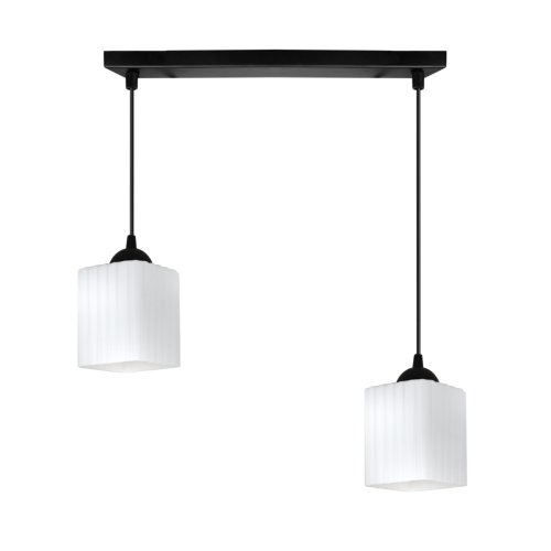 Lampa wisząca sufitowa żyrandol podwójny RIFFLE szklany ryflowany nad stół i wyspę E27