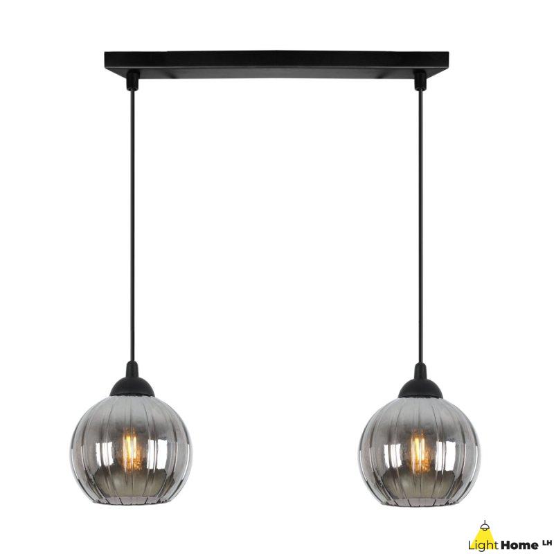 Lampa wisząca sufitowa żyrandol grafitowy podwójny COSTA szklany kula nad stół i wyspę E27