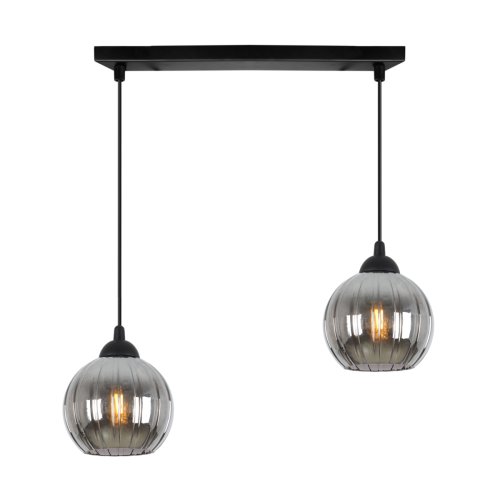 Lampa wisząca sufitowa żyrandol grafitowy podwójny COSTA szklany kula nad stół i wyspę E27
