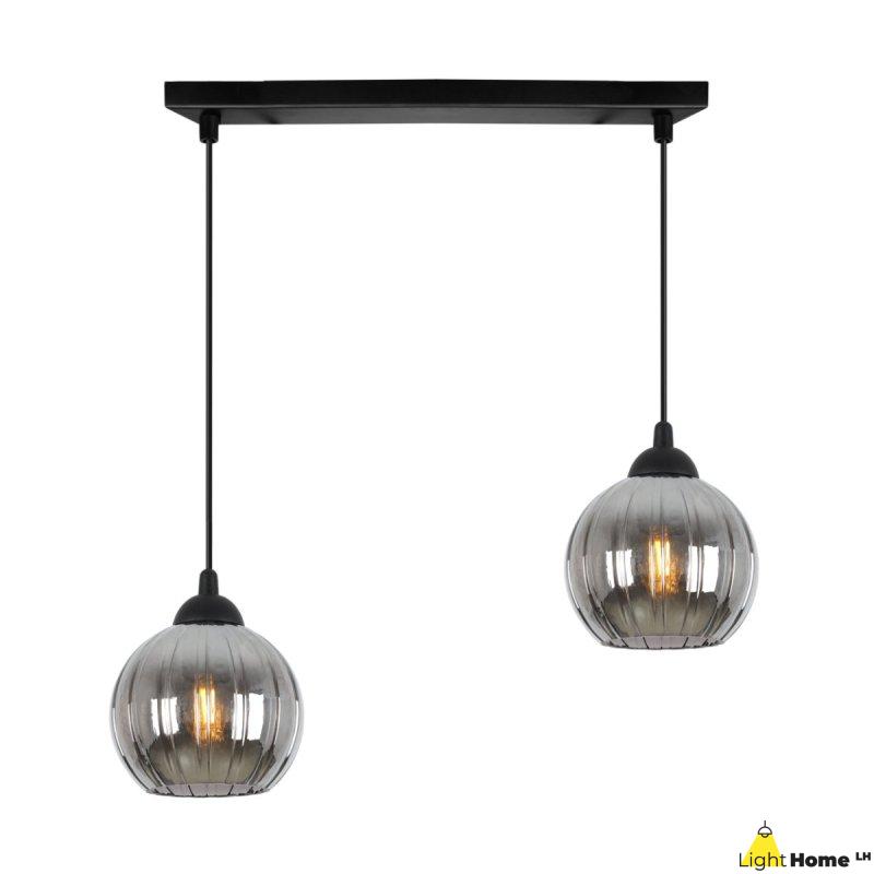 Lampa wisząca sufitowa żyrandol grafitowy podwójny COSTA szklany kula nad stół i wyspę E27