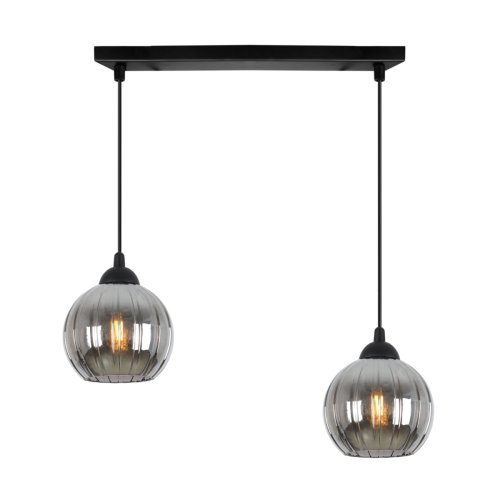 Lampa wisząca sufitowa żyrandol grafitowy podwójny COSTA szklany kula nad stół i wyspę E27