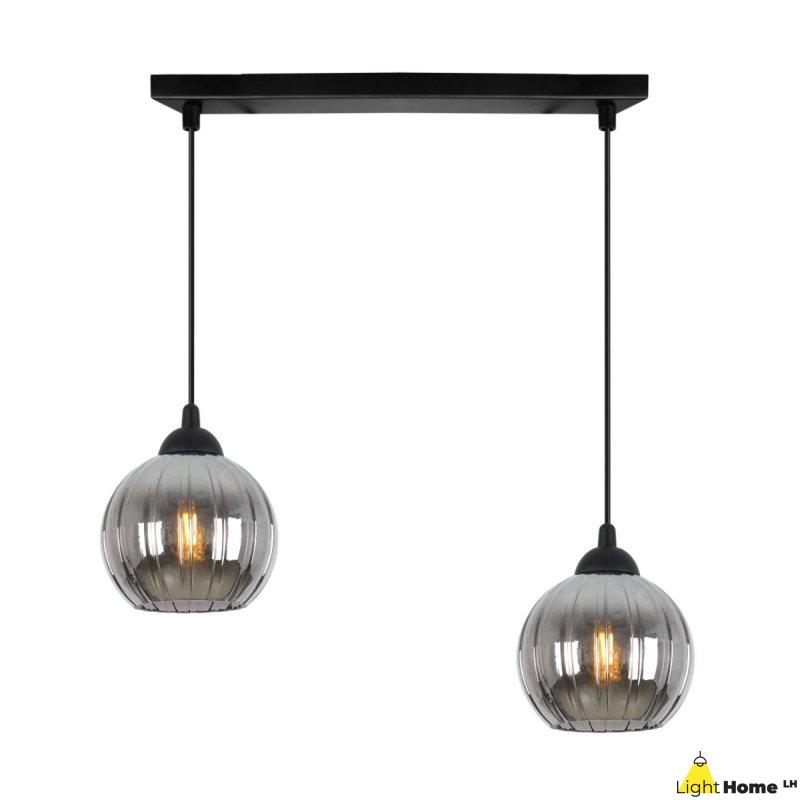 Lampa wisząca sufitowa żyrandol grafitowy podwójny COSTA szklany kula nad stół i wyspę E27