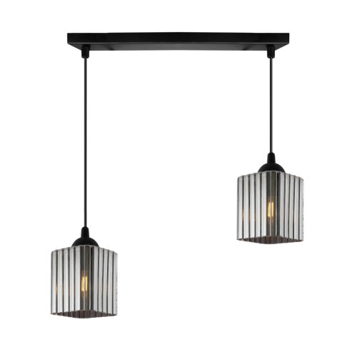 Lampa wisząca sufitowa żyrandol grafitowy podwójny RIFFLE szklany nad stół do salonu i jadalni