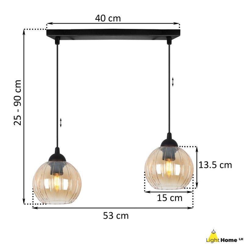 Lampa wisząca sufitowa żyrandol podwójny COSTA szklany nowoczesny kula glamour E27